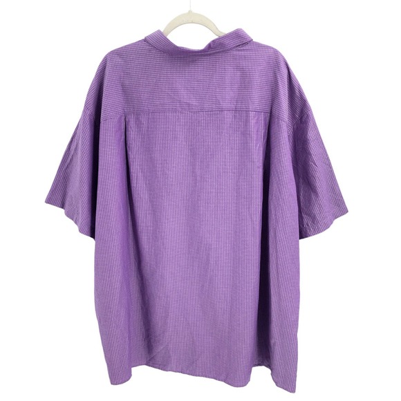 Synergy Mens Size 4XL Short Sleeve Button-Up Collared Shirt in Purple Check - Picture 2 of 6
